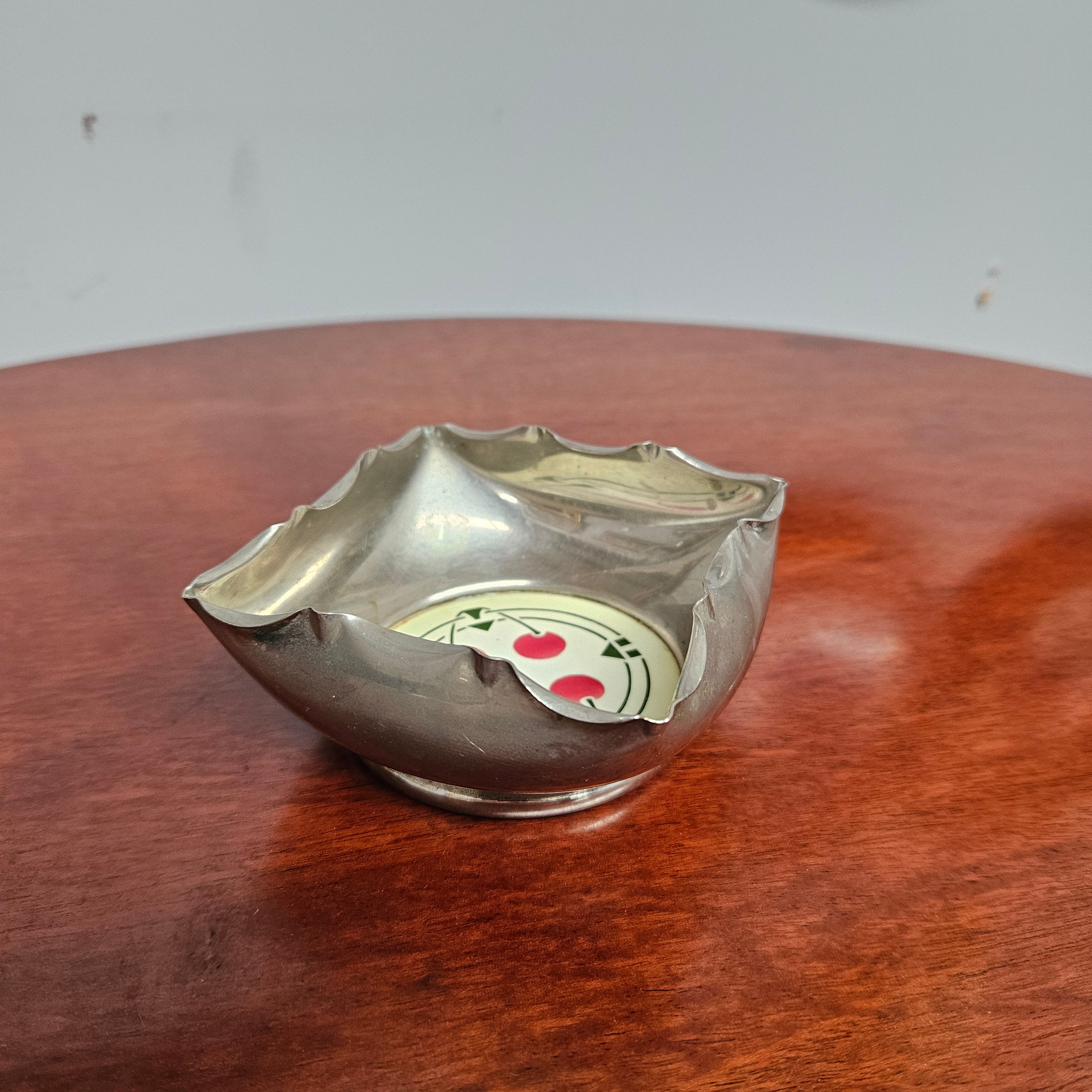 Vintage Art Deco Silver Plate & Ceramic Bon Bon Dish