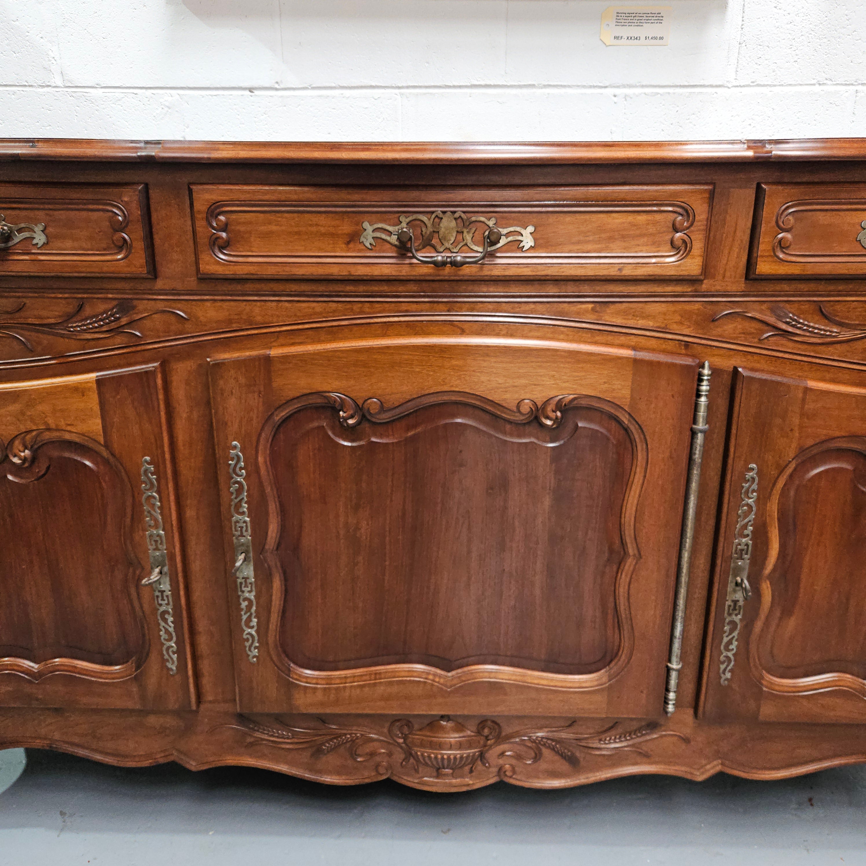 Louis XV Style Walnut Sideboard With Three Drawers & Three Doors | Antique & Vintage | Moonee Ponds Antiques | Australia Wide Delivery