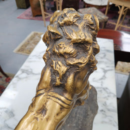 Antique Gilded Terracotta Signed Sculpture