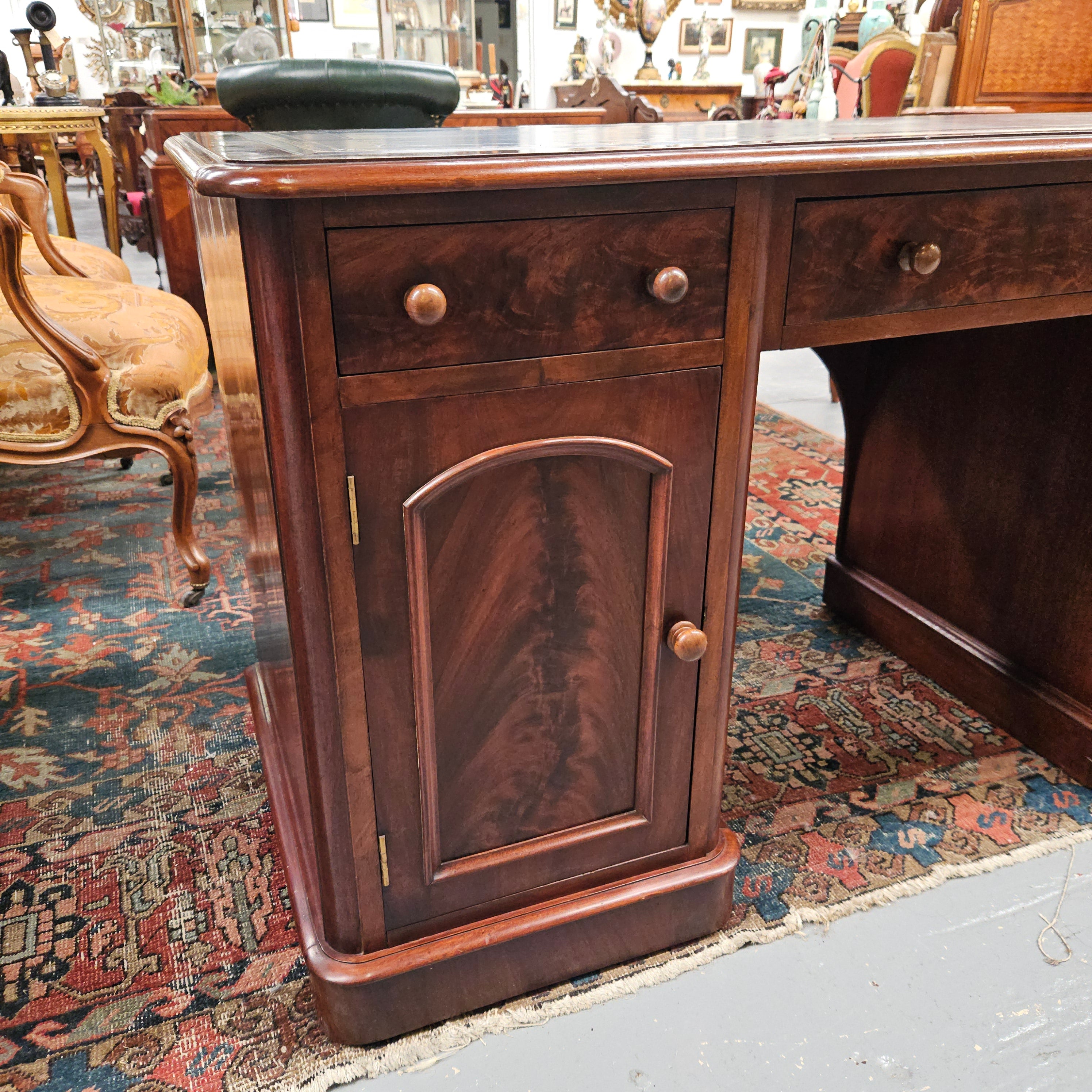Mid Victorian Leather Top Mahogany Desk | Antique & Vintage | Moonee Ponds Antiques | Australia Wide Delivery