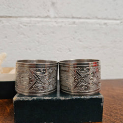 Pair Antique Engraved Silver Plated Serviette Rings | Antique & Vintage | Moonee Ponds Antiques | Australia Wide Delivery