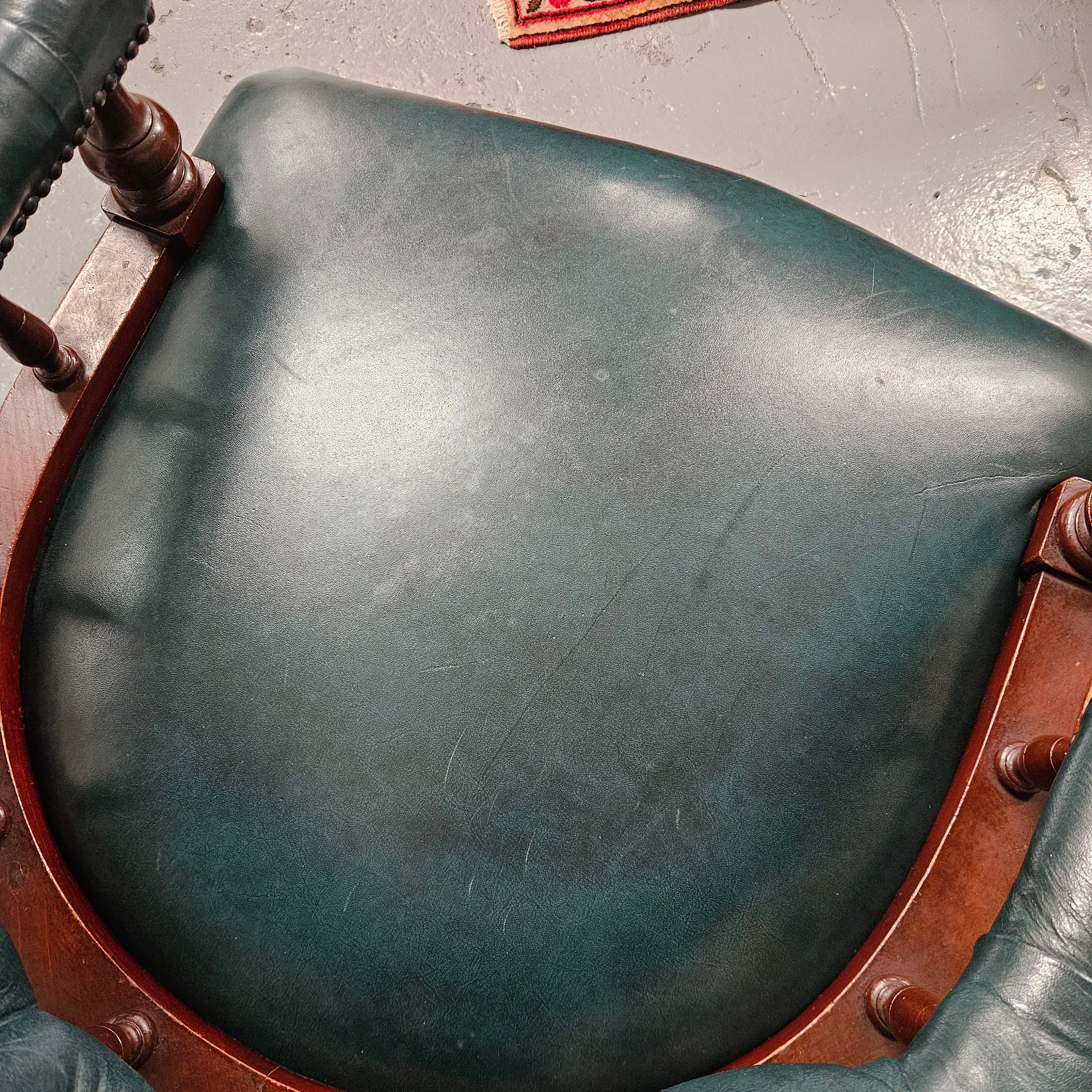 Antique Mahogany Leather Upholstered Captain / Office Chair | Antique & Vintage | Moonee Ponds Antiques | Australia Wide Delivery