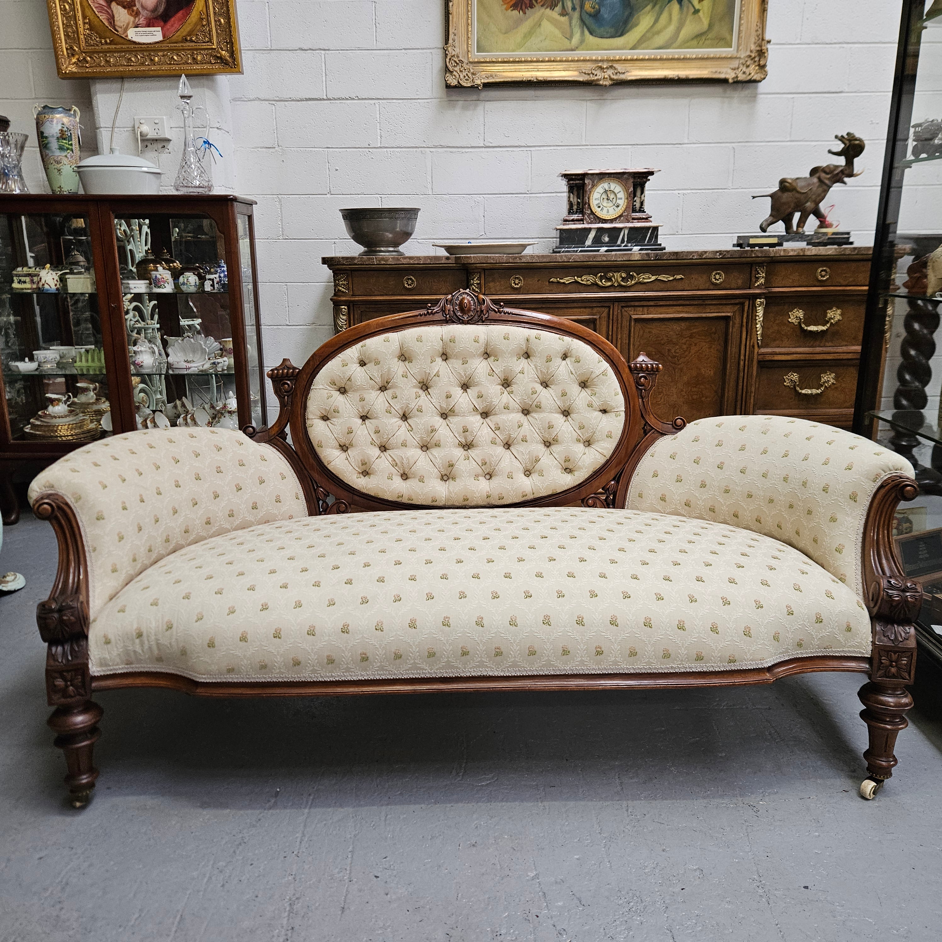 Victorian Walnut Double Ended Chaise Lounge | Antique & Vintage | Moonee Ponds Antiques | Australia Wide Delivery