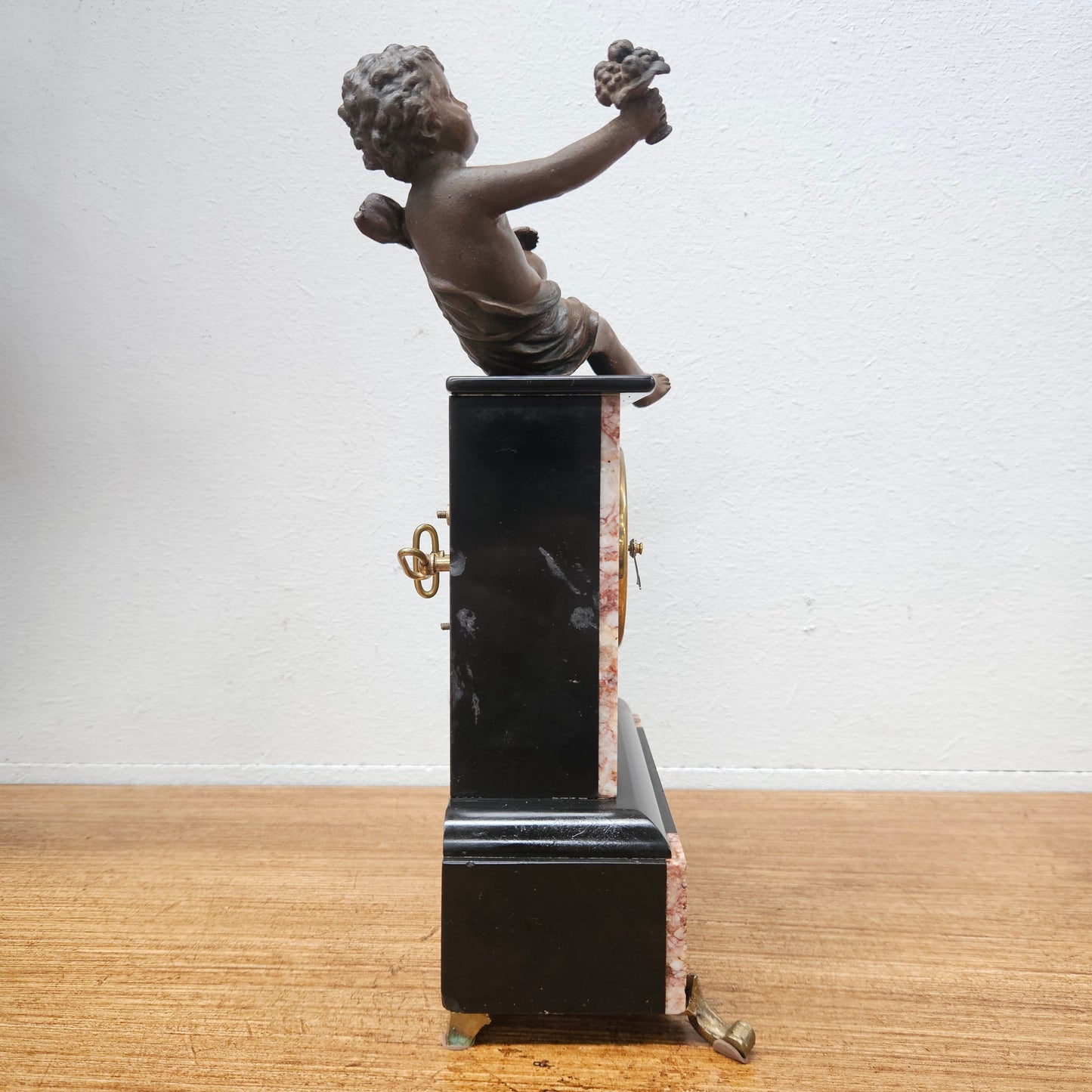 Antique French Mantle Clock Featuring Cherub