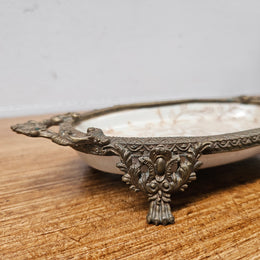 Vintage China & Brass Soap Dish