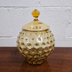 Mid-Century Amber Modern Hobnail Glass Container | Antique & Vintage | Moonee Ponds Antiques | Australia Wide Delivery