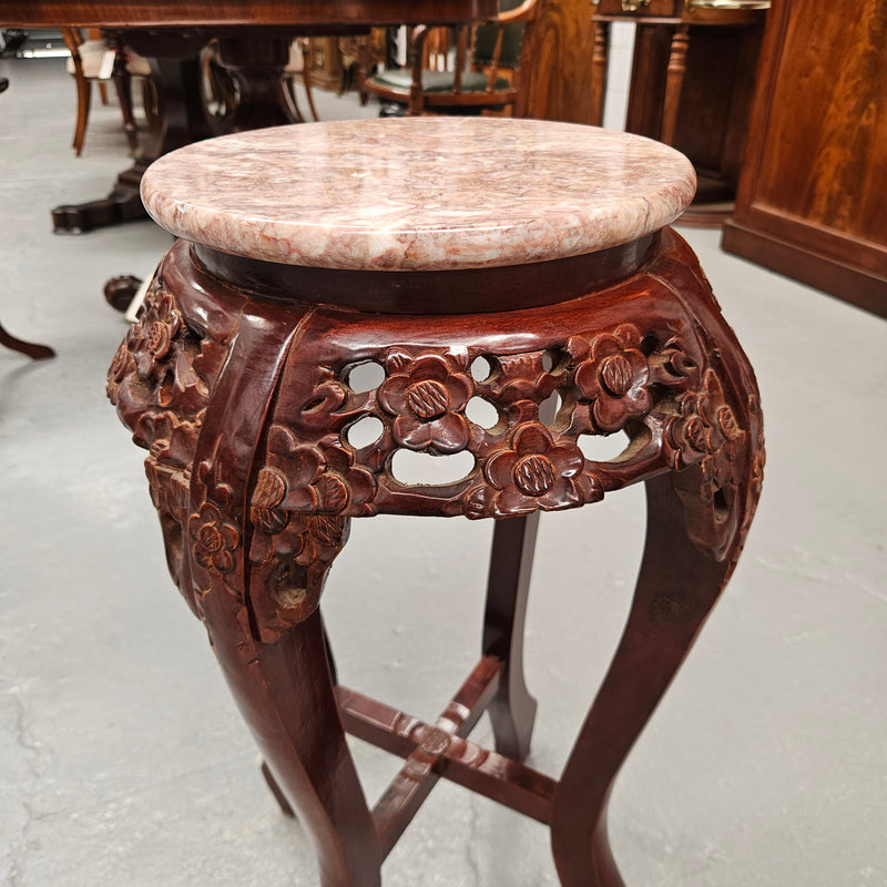 Vintage Marble Top Chinese Pedestal