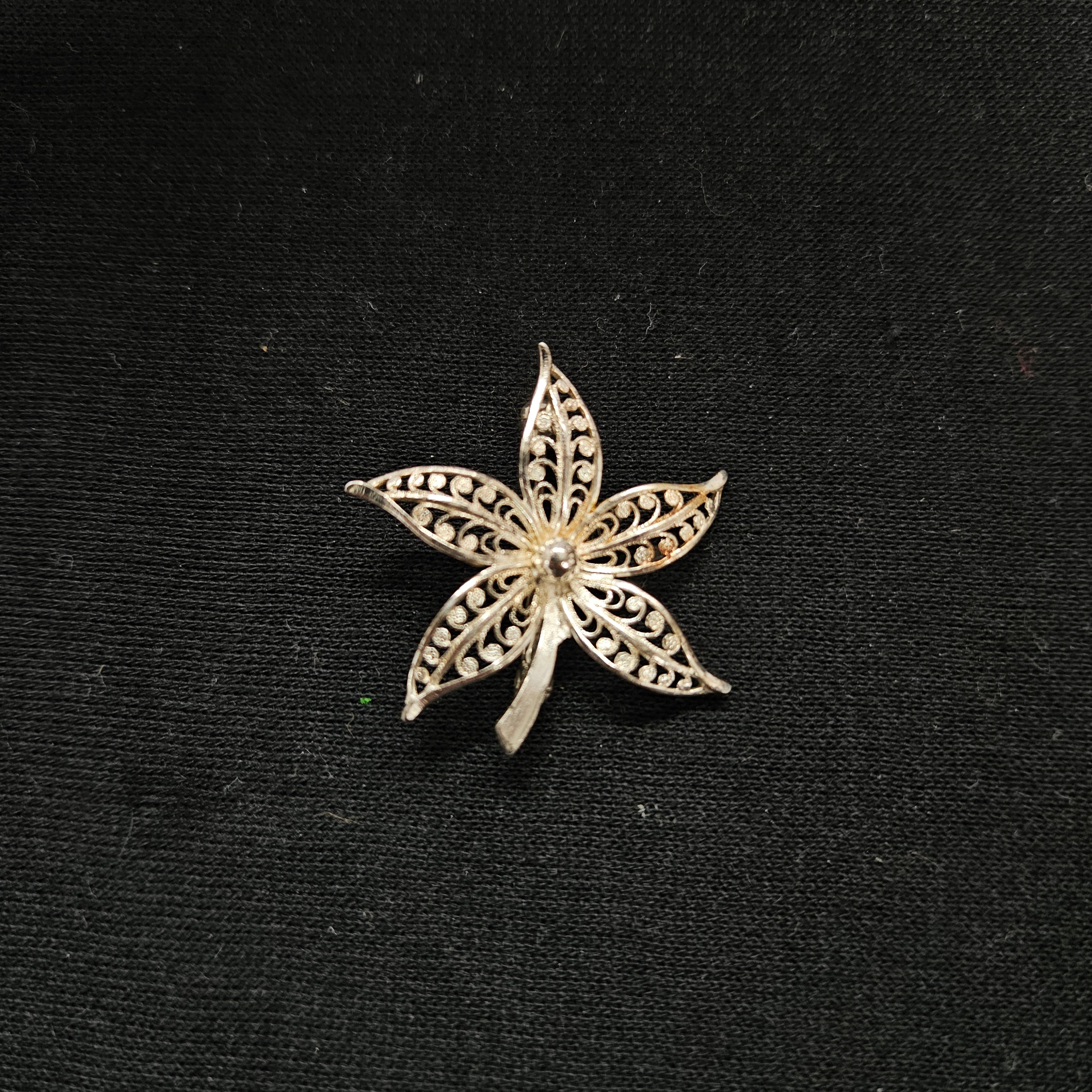 Vintage Sterling Silver 925 Filigree Flower Brooch