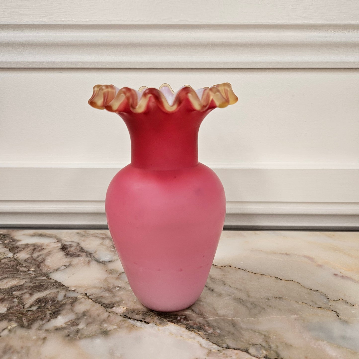 Victorian Satin Ruby Glass Vase