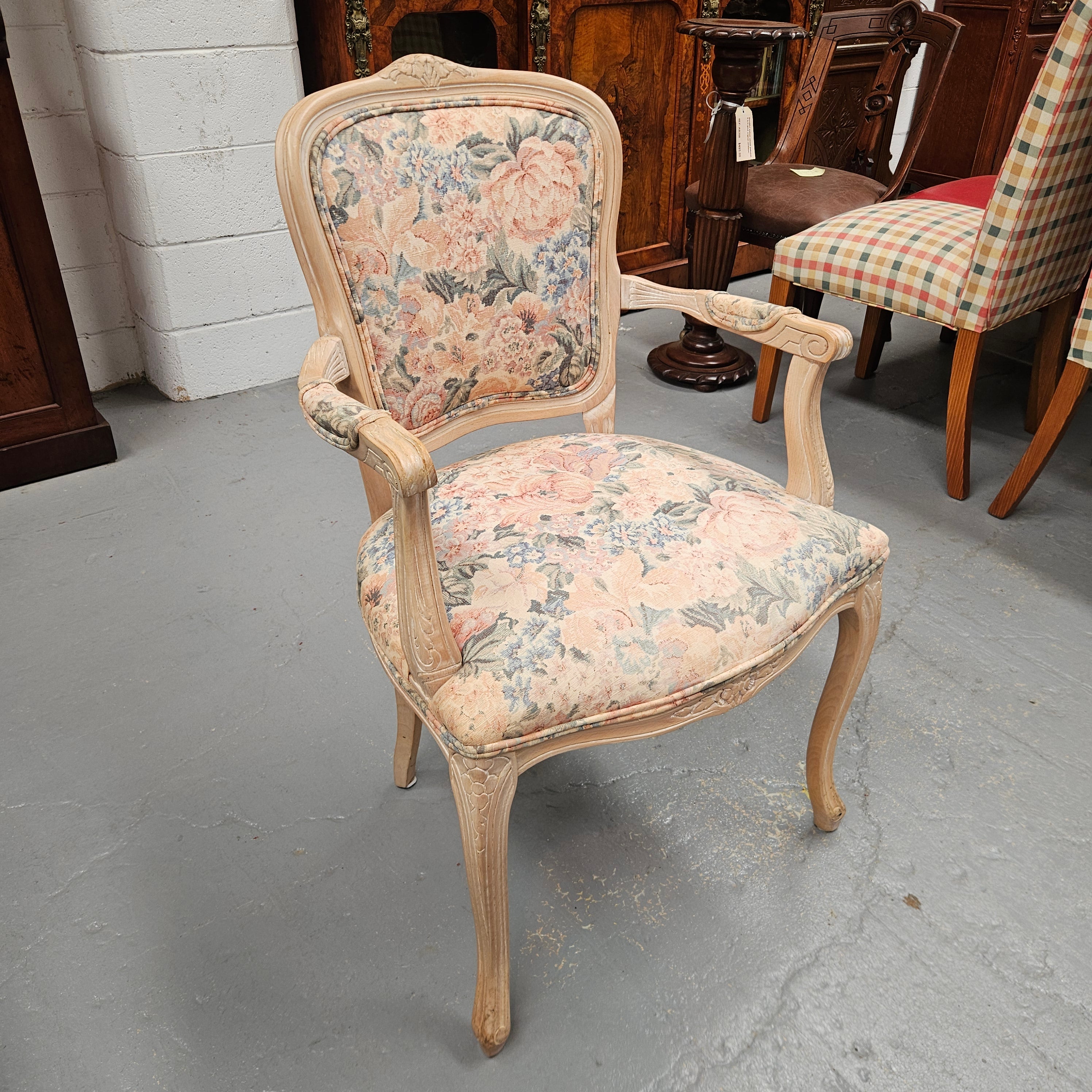 Vintage Whitewash Provincial Style Armchair | Antique & Vintage | Moonee Ponds Antiques | Australia Wide Delivery