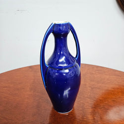 Art Deco Style Cameo Figure Cobalt Blue Vase