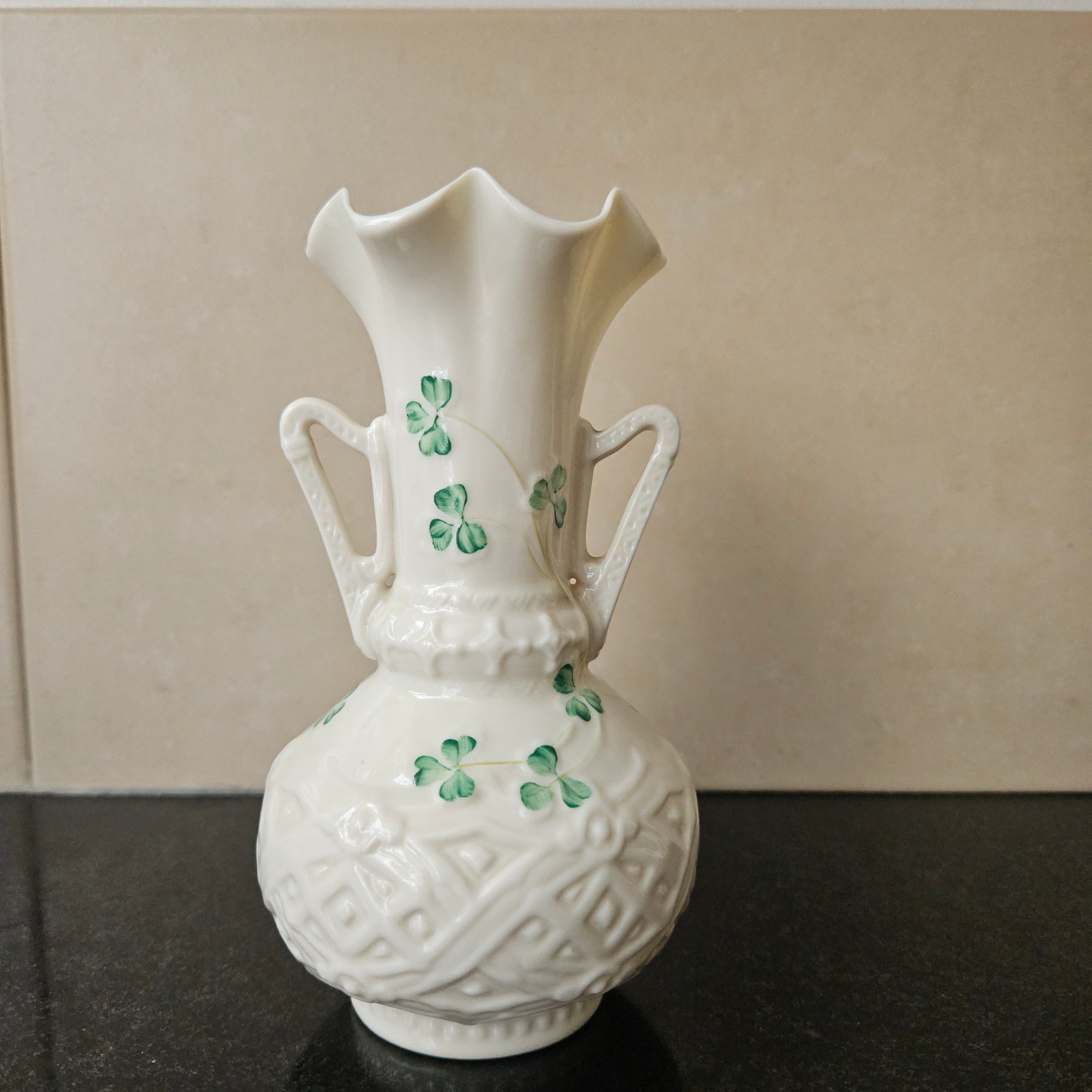 Charming Belleek Double Handled Vase