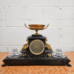 French Desk Clock With Inkwells | Antique & Vintage | Moonee Ponds Antiques | Australia Wide Delivery