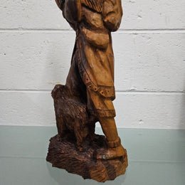 Vintage Wooden Shepard Carving