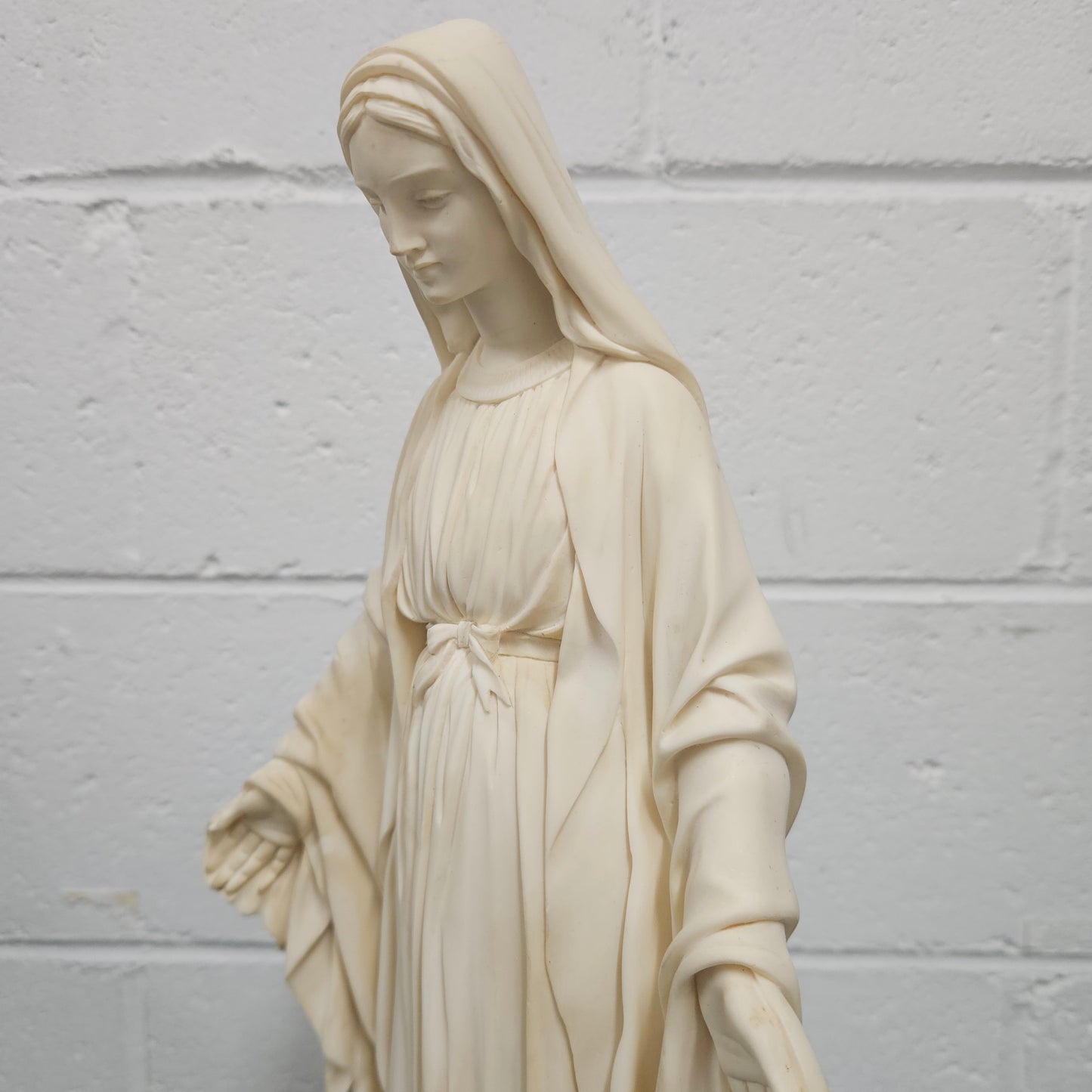 Vintage Superbly Cast Faux Marble Statue Of Our Lady Of Grace