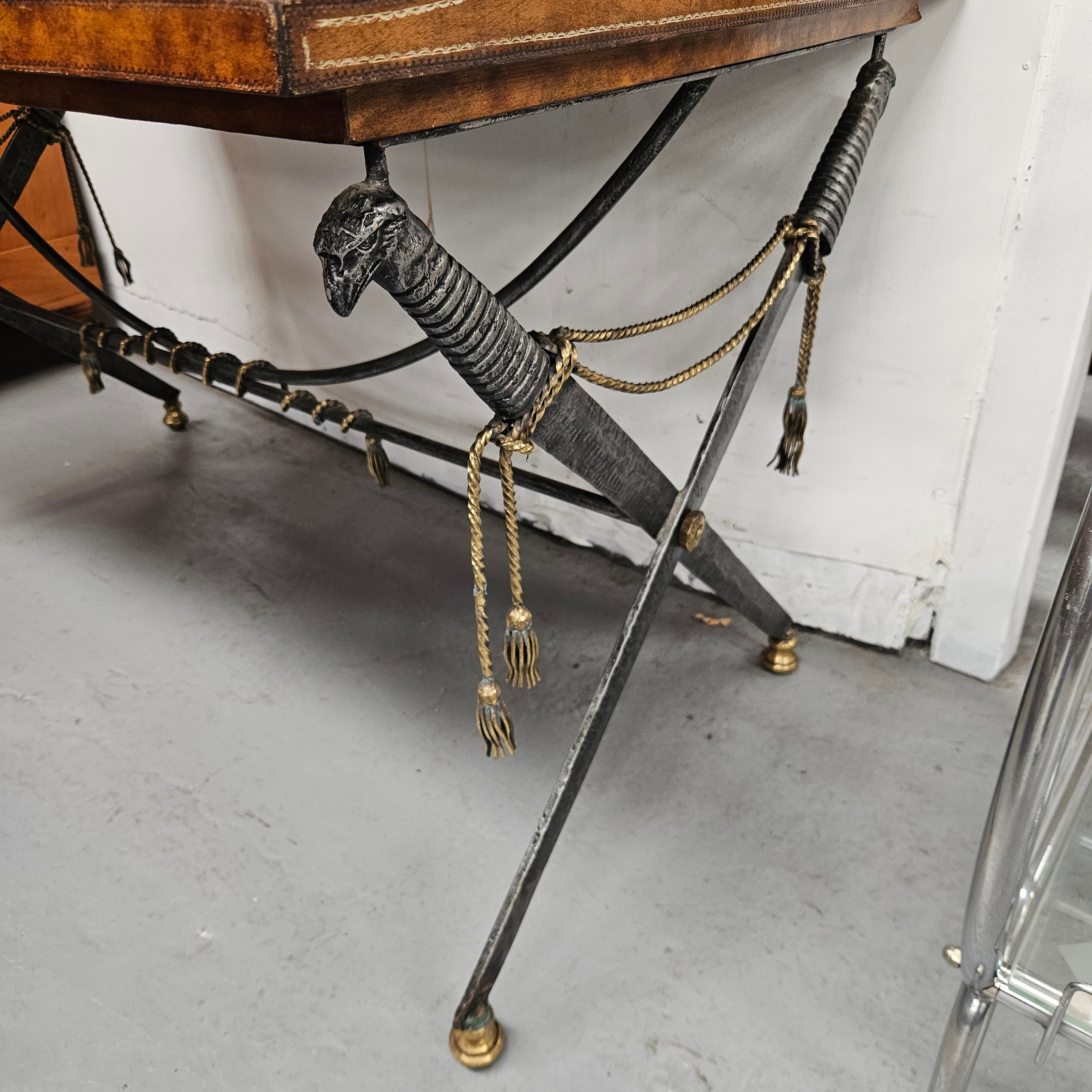 Spanish Empire Style Leather, Iron & Brass Desk | Antique & Vintage | Moonee Ponds Antiques | Australia Wide Delivery