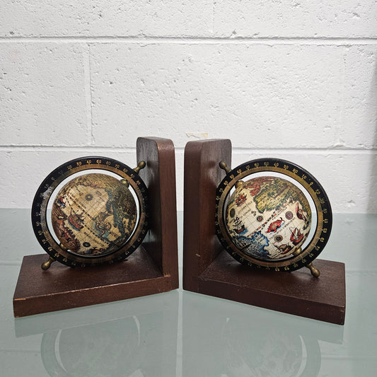Pair of Vintage World Globe Bookends
