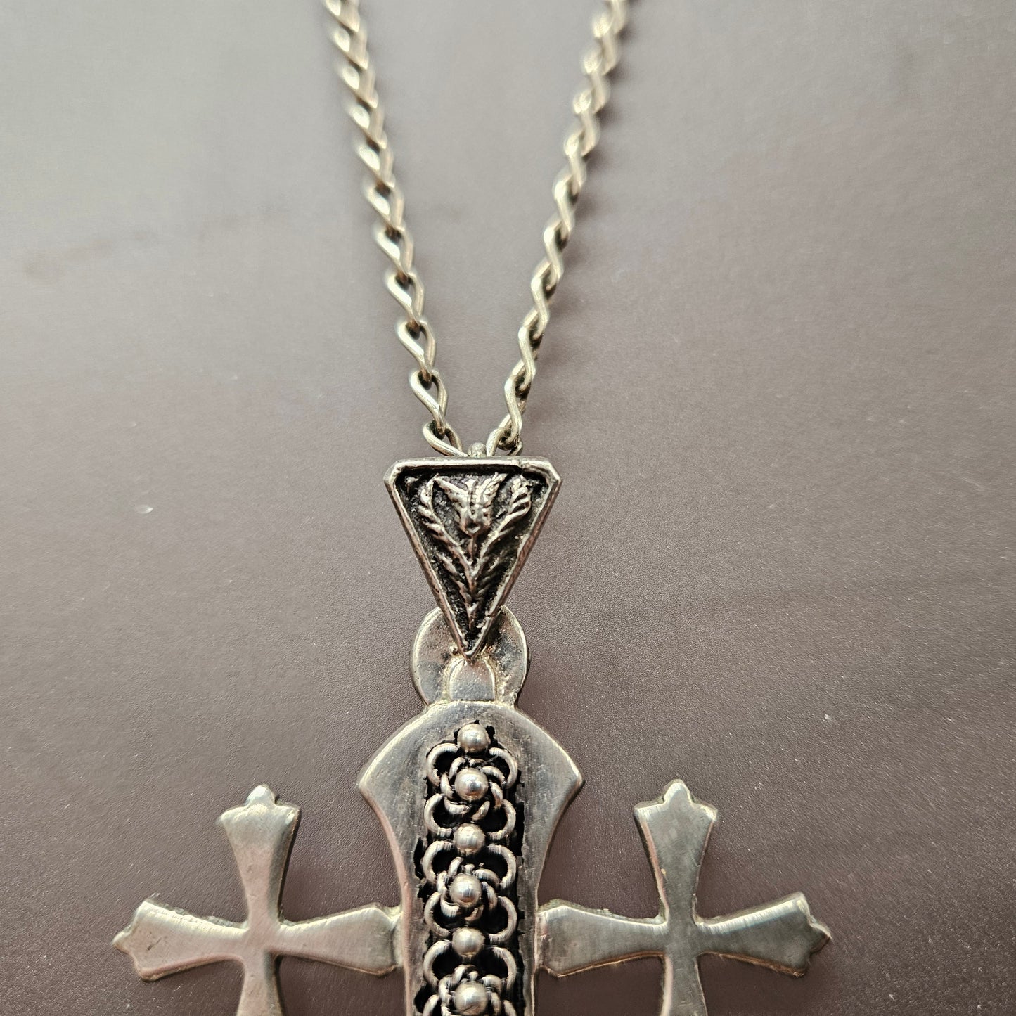 Ornate Vintage Silver Jerusalem Cross