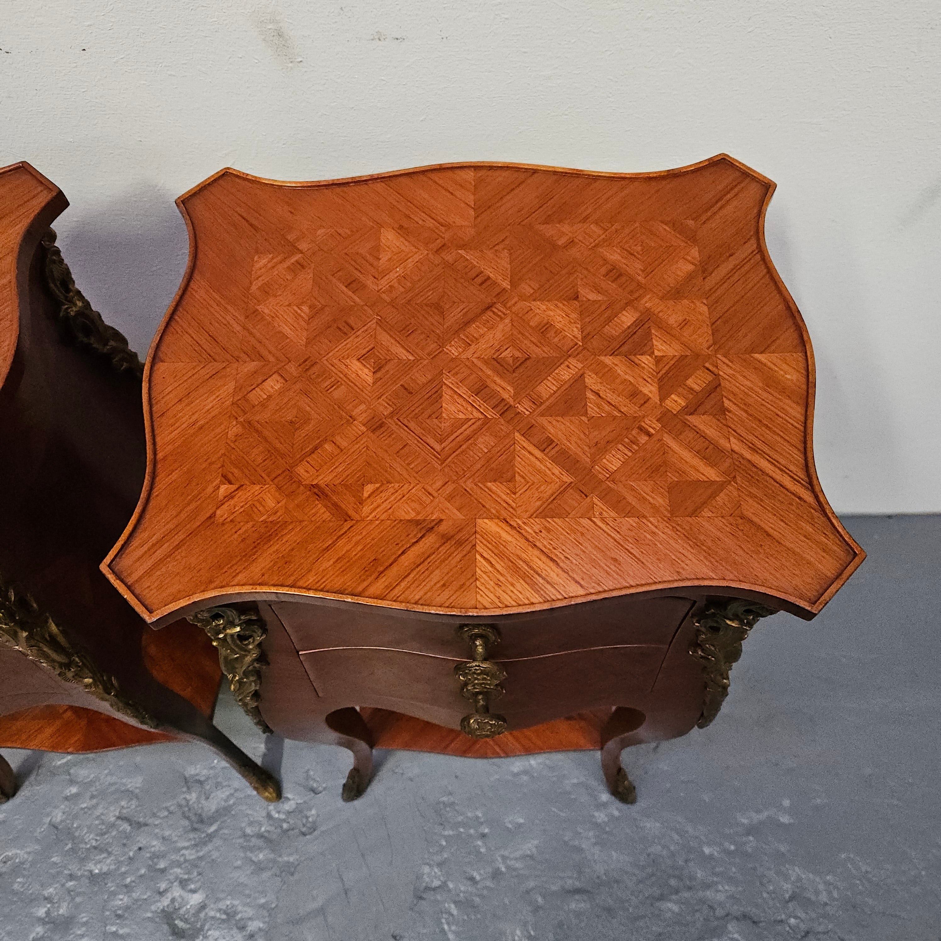 Louis XV Style Pair of French Inlaid Kingwood Bedside Cabinets | Antique & Vintage | Moonee Ponds Antiques | Australia Wide Delivery