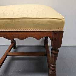 French Oak Footstool With Yellow Upholstery | Antique & Vintage | Moonee Ponds Antiques | Australia Wide Delivery