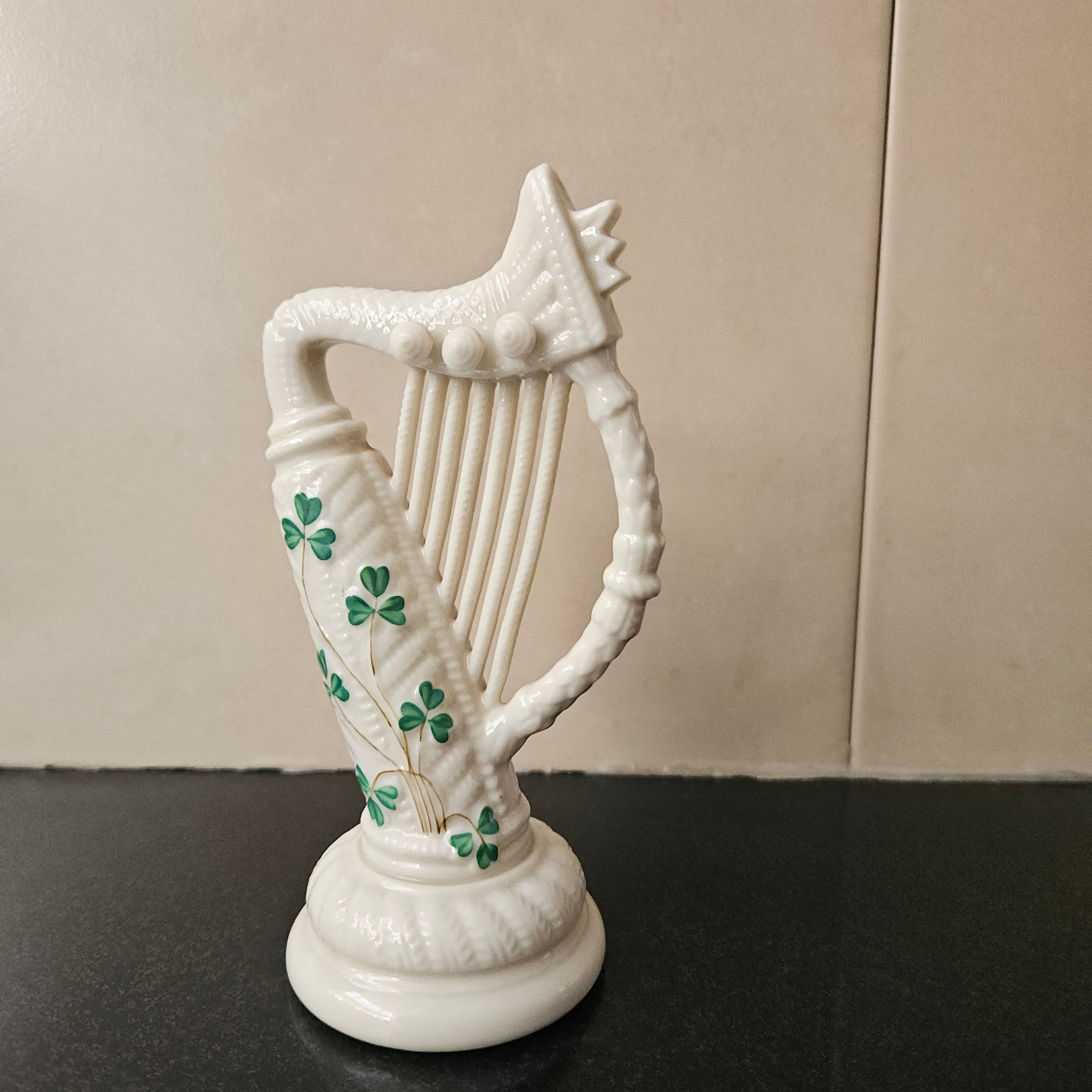 Stunning Belleek Harp with Shamrock Pattern | Antique & Vintage | Moonee Ponds Antiques | Australia Wide Delivery