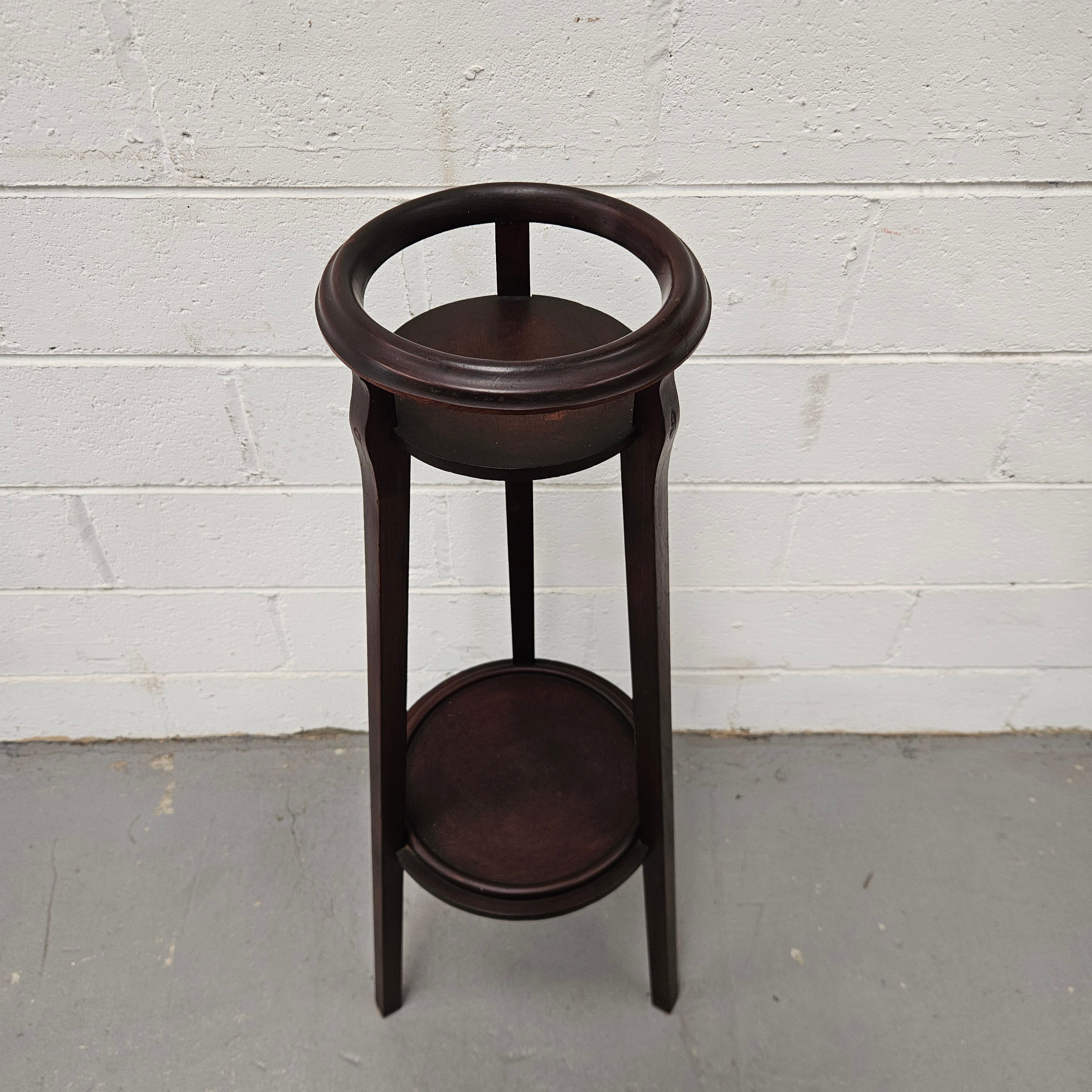 Vintage Mahogany Two Tier Planter Stand
