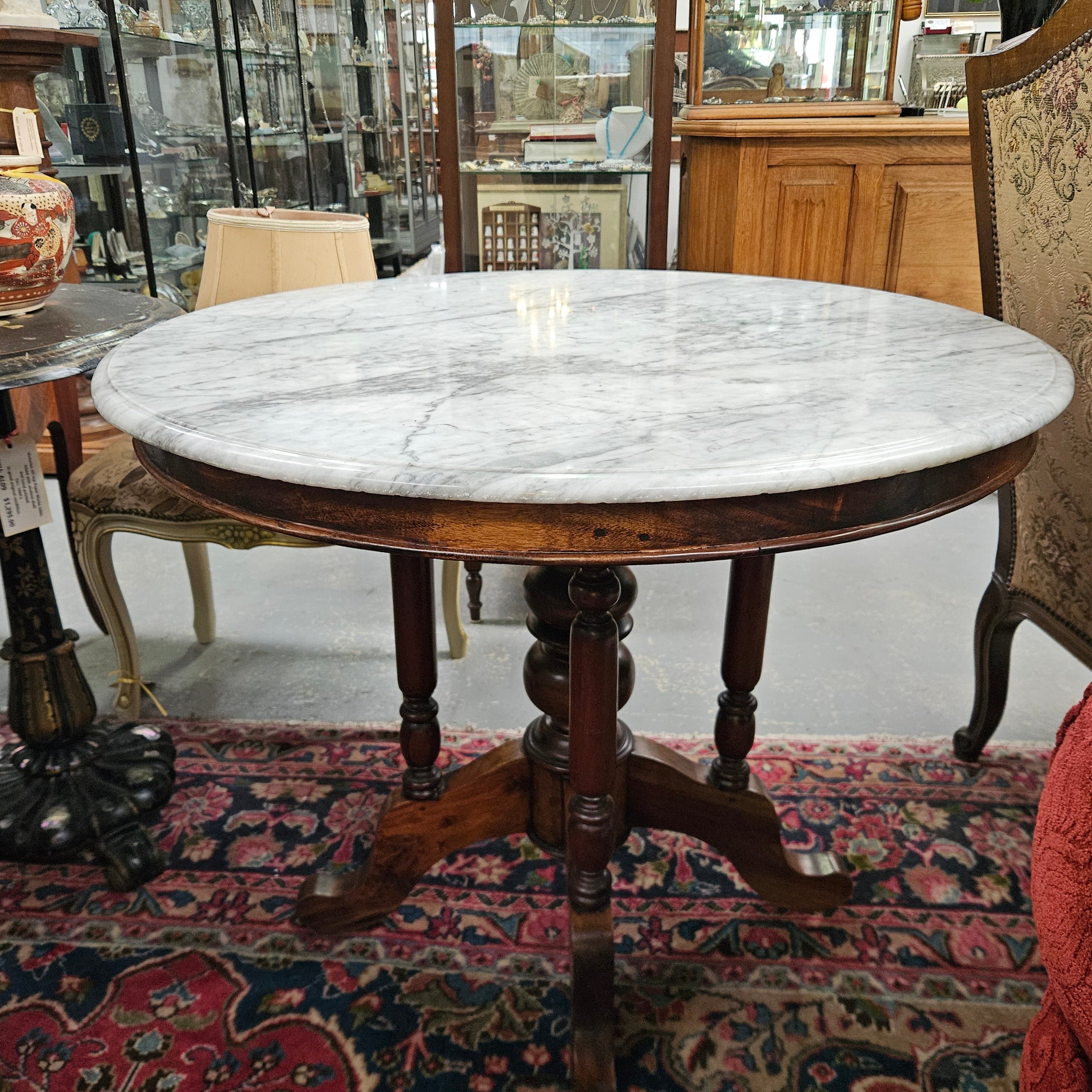 Vintage Mahogany Marble Top Centre Table