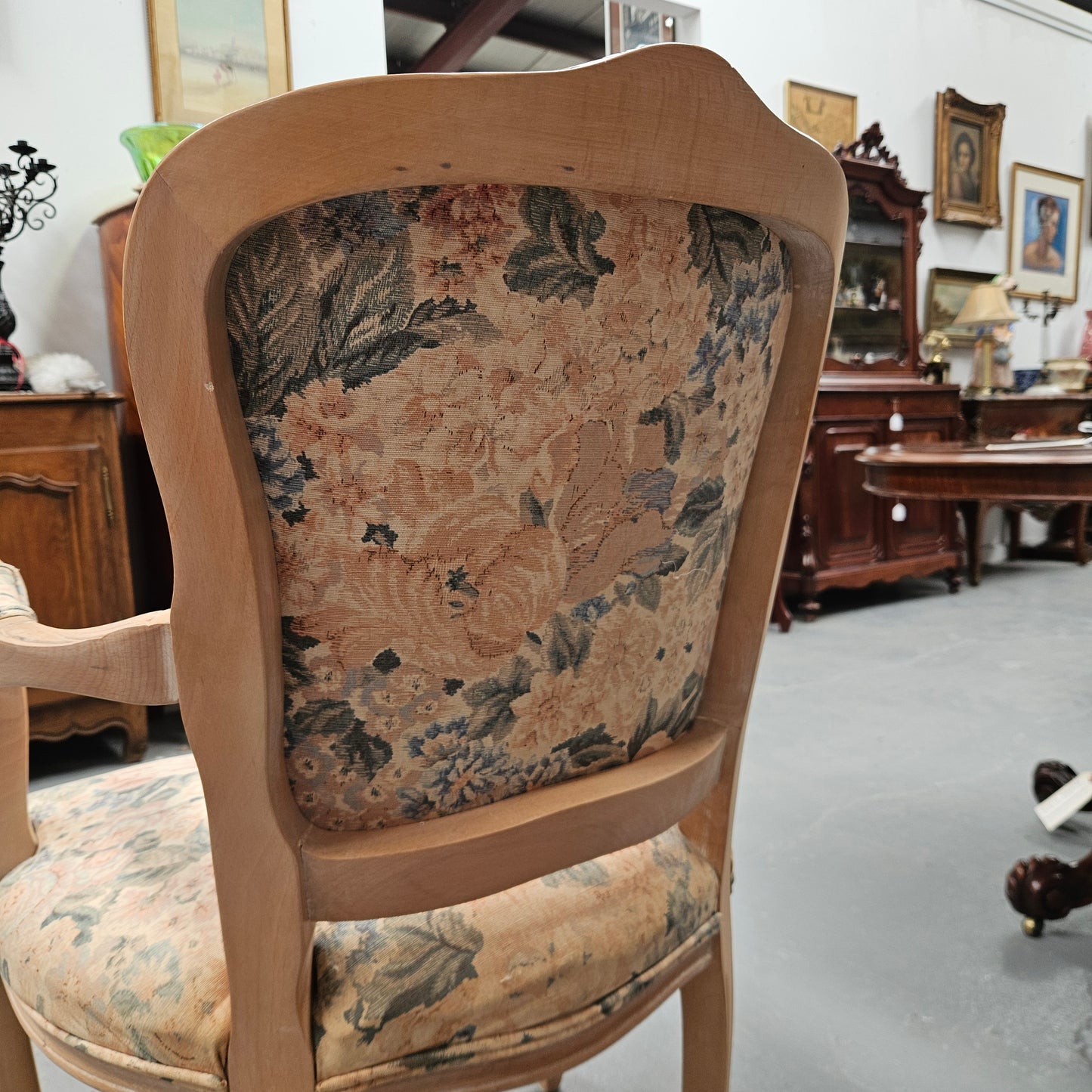Vintage Whitewash Provincial Style Armchair
