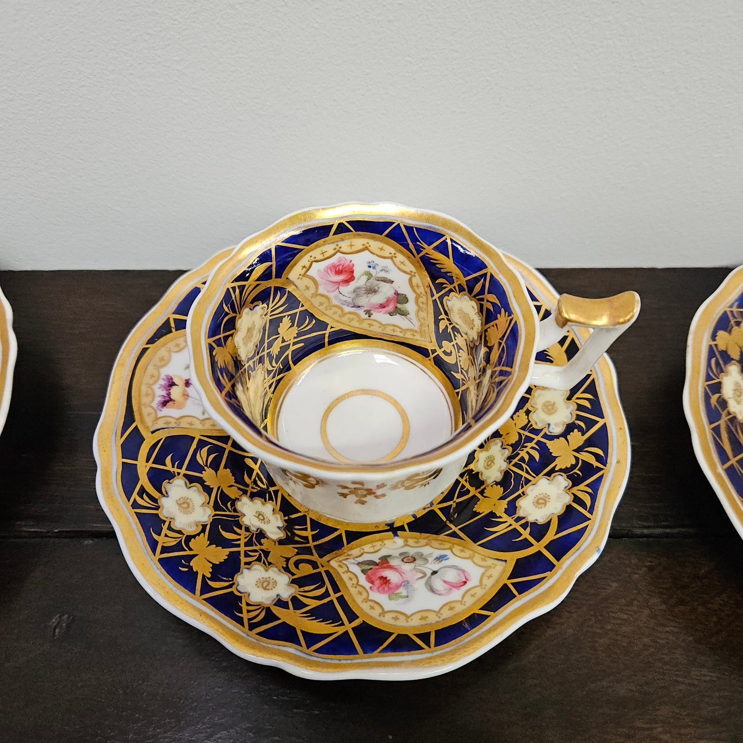 Ridgway Regency Period 6 Hand Painted & Gilded Cups & Saucers