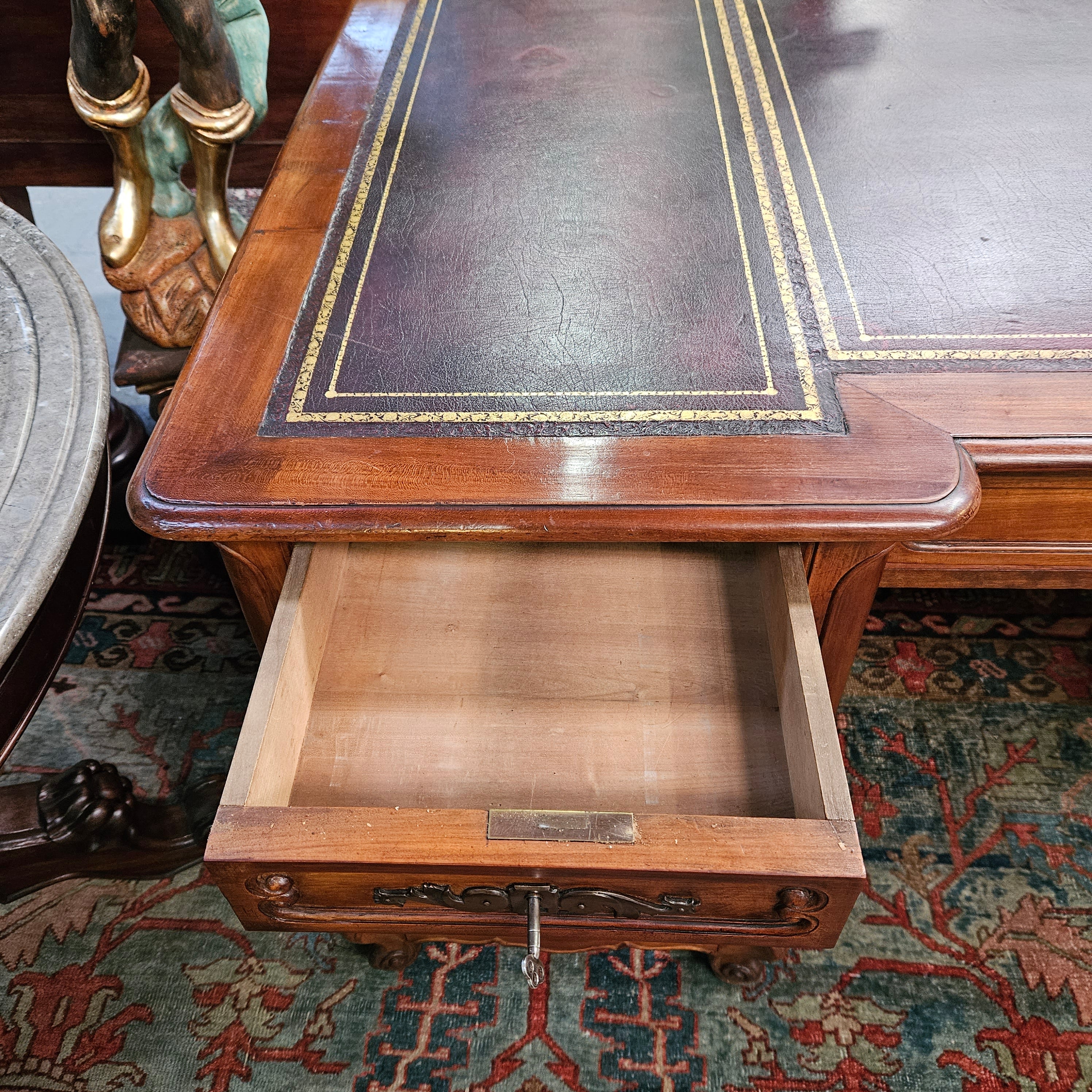 Stunning French Louis XV Style Leather Top Desk | Antique & Vintage | Moonee Ponds Antiques | Australia Wide Delivery