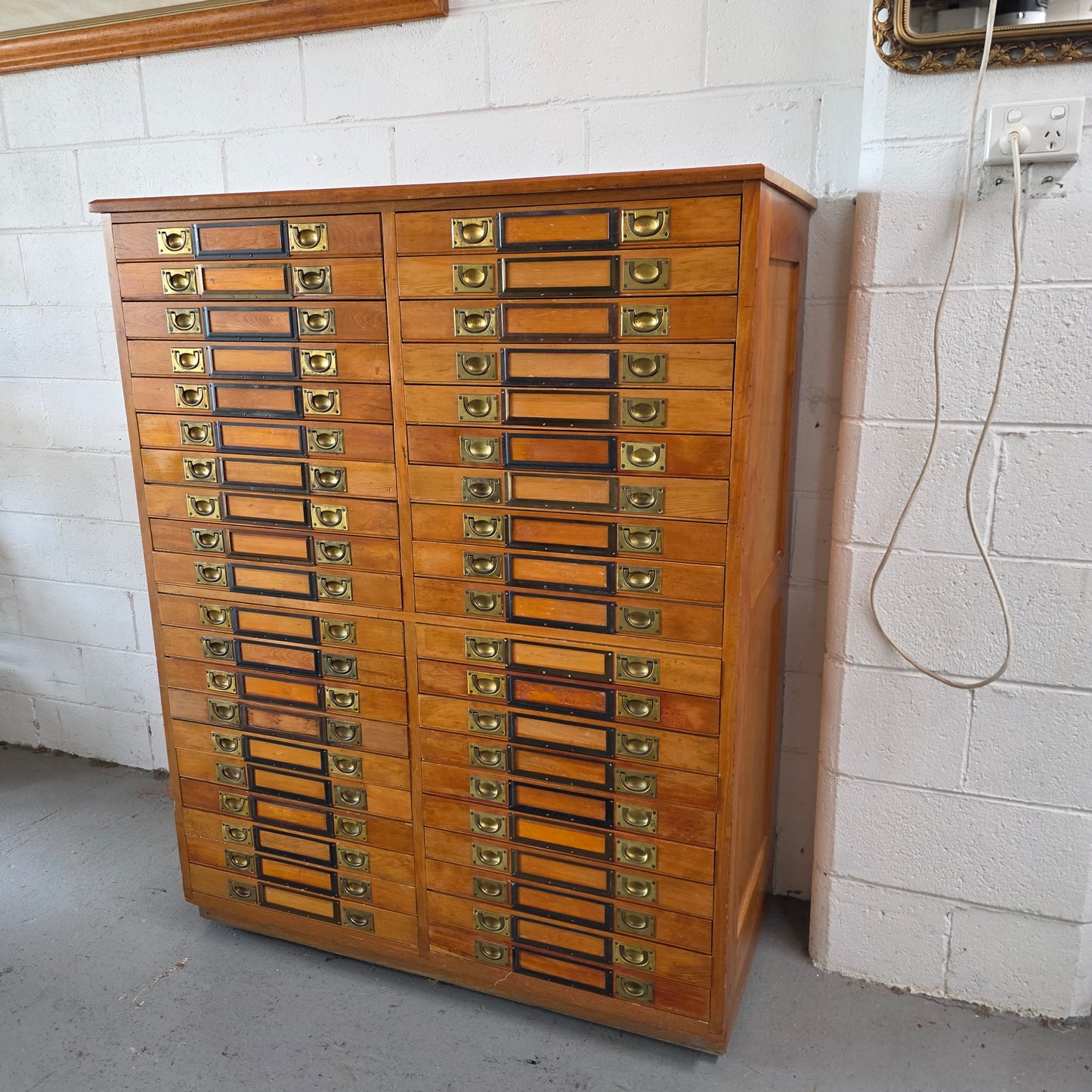 Rare 1920's Huon Pine 40 Drawer Entomology Specimen Cabinet