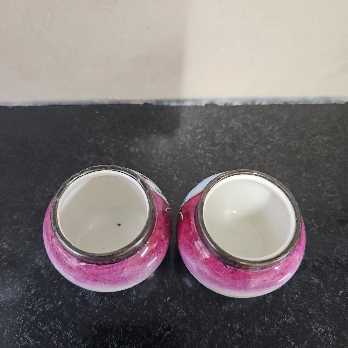 Pair of Silver Topped Salts
