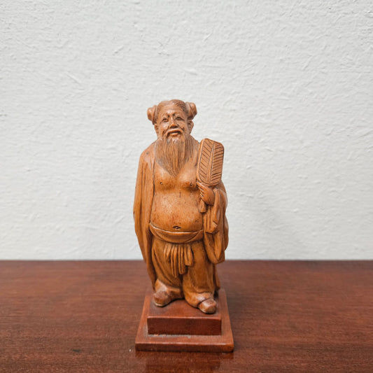 Antique Hand Carved Chinese Boxwood Scholar