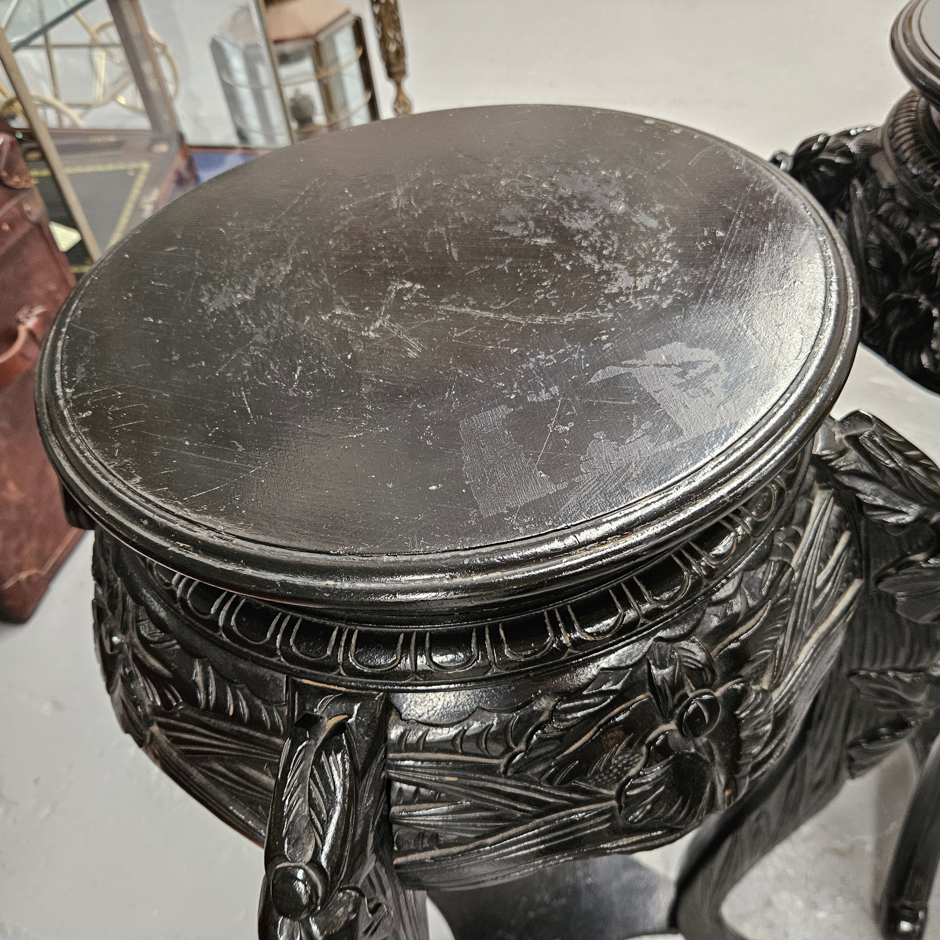 Pair Vintage Chinese Carved Ebonised Pedestals | Antique & Vintage | Moonee Ponds Antiques | Australia Wide