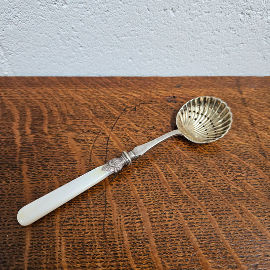 Mother of Pearl & EPNS Silver Sifting Spoon