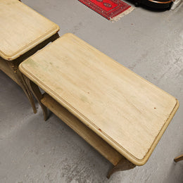 Pair Rustic Oak Shabby Chic Side Tables