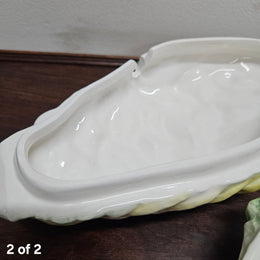 Vintage Italian Hand painted Majolica Fish Covered Dish