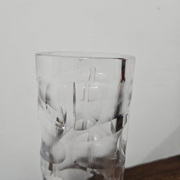 Deco Style Bohemian Carved Heavy Glass Vase
