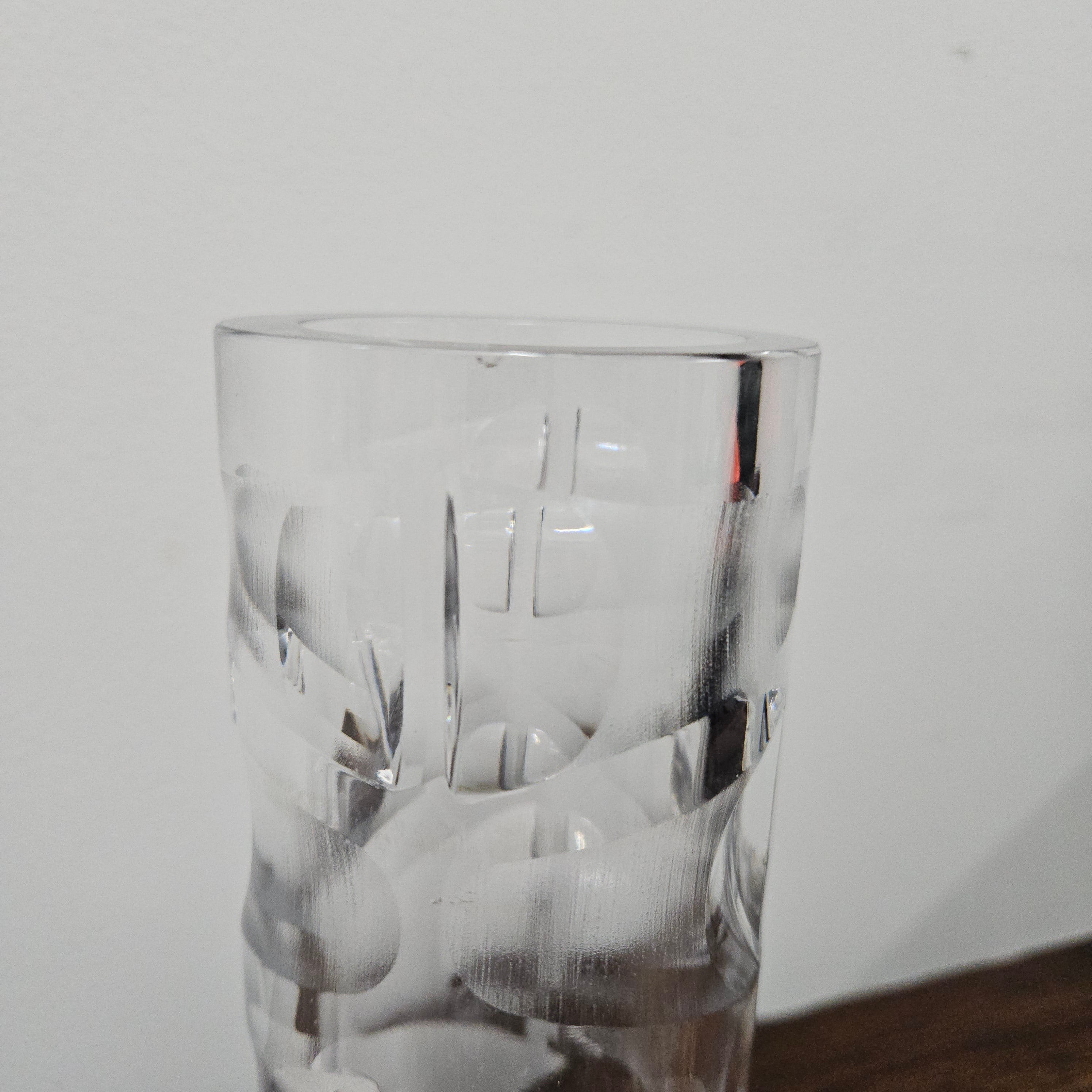 Deco Style Bohemian Carved Heavy Glass Vase | Antique & Vintage | Moonee Ponds Antiques | Australia Wide Delivery