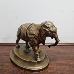 Antique Brass Detailed Elephant Statue On Stand | Antique & Vintage | Moonee Ponds Antiques | Australia Wide Delivery