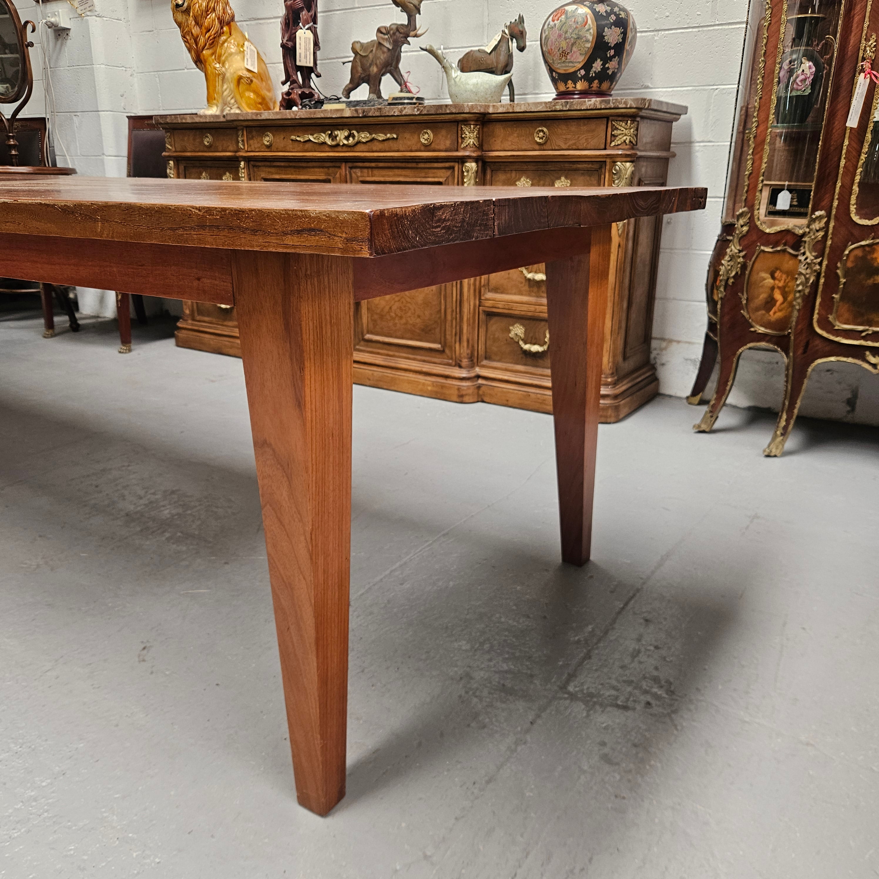 3 Meter Vintage Reclaimed Elm Top Farmhouse Style Dining Table | Antique & Vintage | Moonee Ponds Antiques | Australia Wide