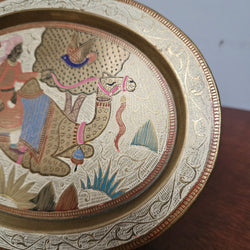 Vintage Hand Made & Painted Brass Tray