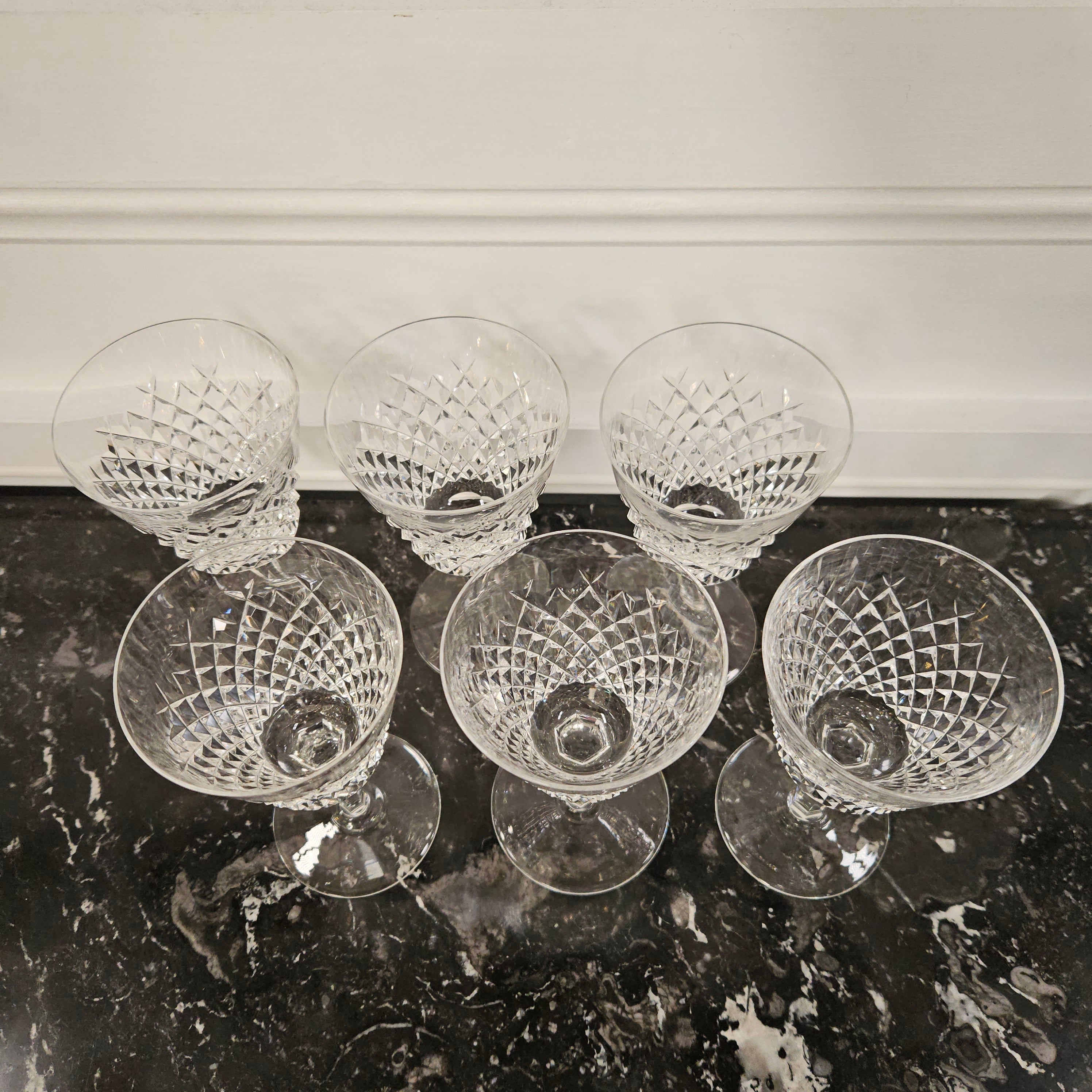 6 Waterford Stemmed Cut Crystal Wine Glasses In The Alana Pattern | Antique & Vintage | Moonee Ponds Antiques | Australia Wide