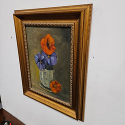 Vintage Signed Oil on Board Flowers Gilt Frame | Antique & Vintage | Moonee Ponds Antiques | Australia Wide Delivery