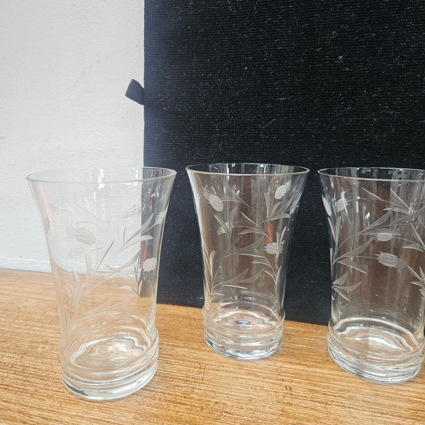 Vintage Etched Glass Drink Set