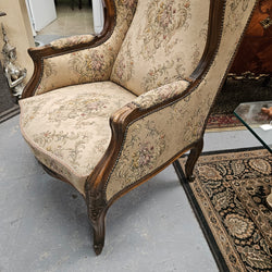 Louis XV Style French Wingback Walnut Tapestry Chair Moonee Ponds Antiques