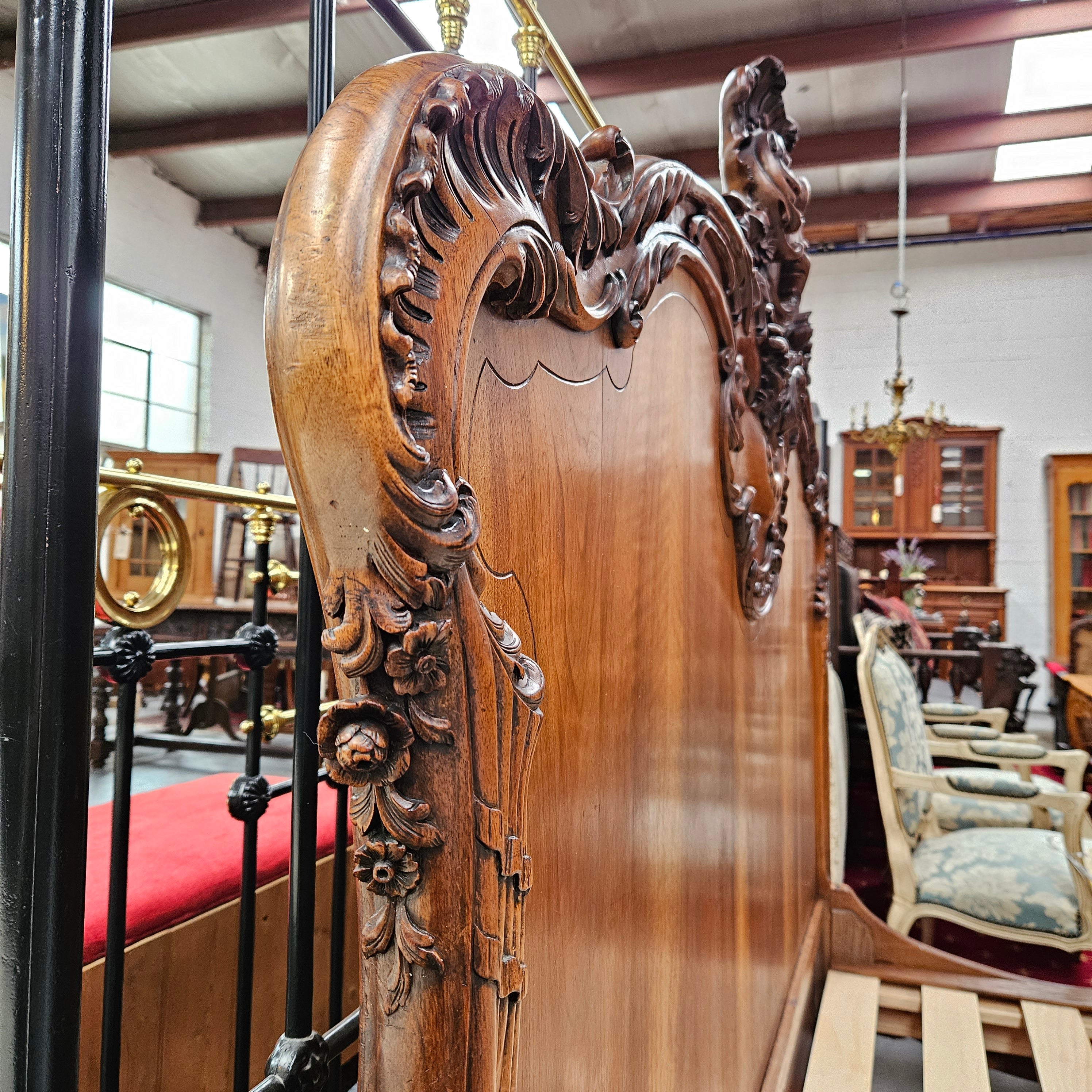 Beautifully Carved Antique French Walnut Queen Size Bed | Antique & Vintage | Moonee Ponds Antiques | Australia Wide Delivery