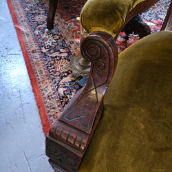 Edwardian Carved/Velvet Mahogany Armchair