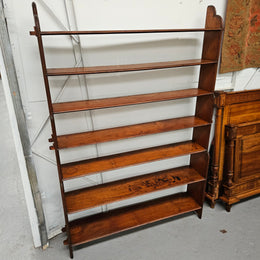 Late Victorian Mahogany 6 Tier Waterful Front Free Standing Bookcase