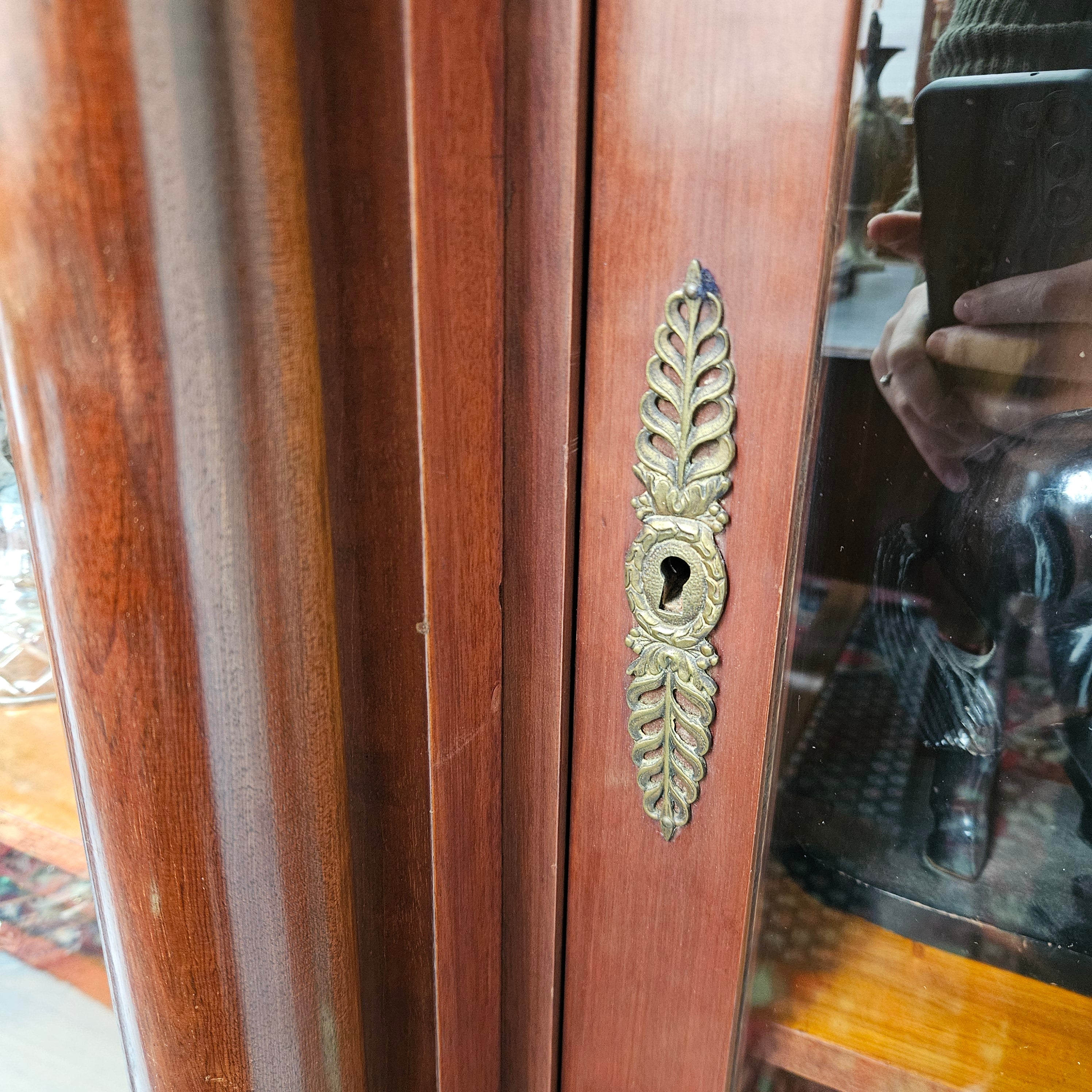 Large Empire Style Mahogany Three Door Display Cabinet